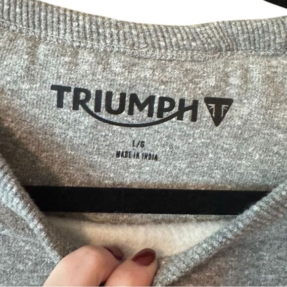 Triumph Motorcycles- Men’s Grey Crew Neck DERMONT Logo Sweatshirt Size Large - Picture 3 of 14